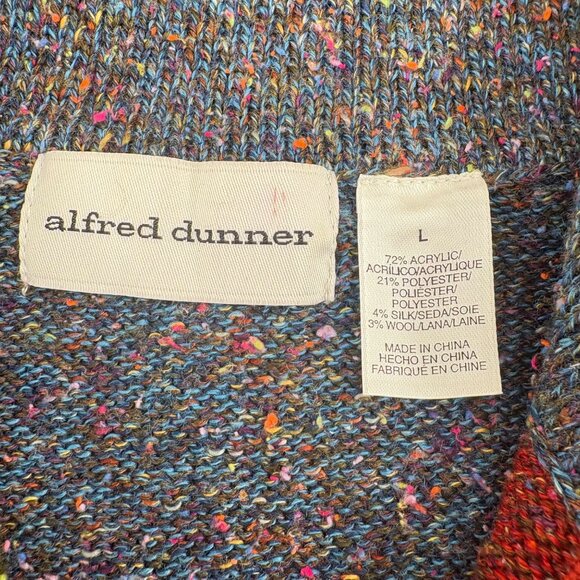 Alfred Dunner Womens Patchwork Full Zip Cardigan Sweater L - Picture 2 of 4